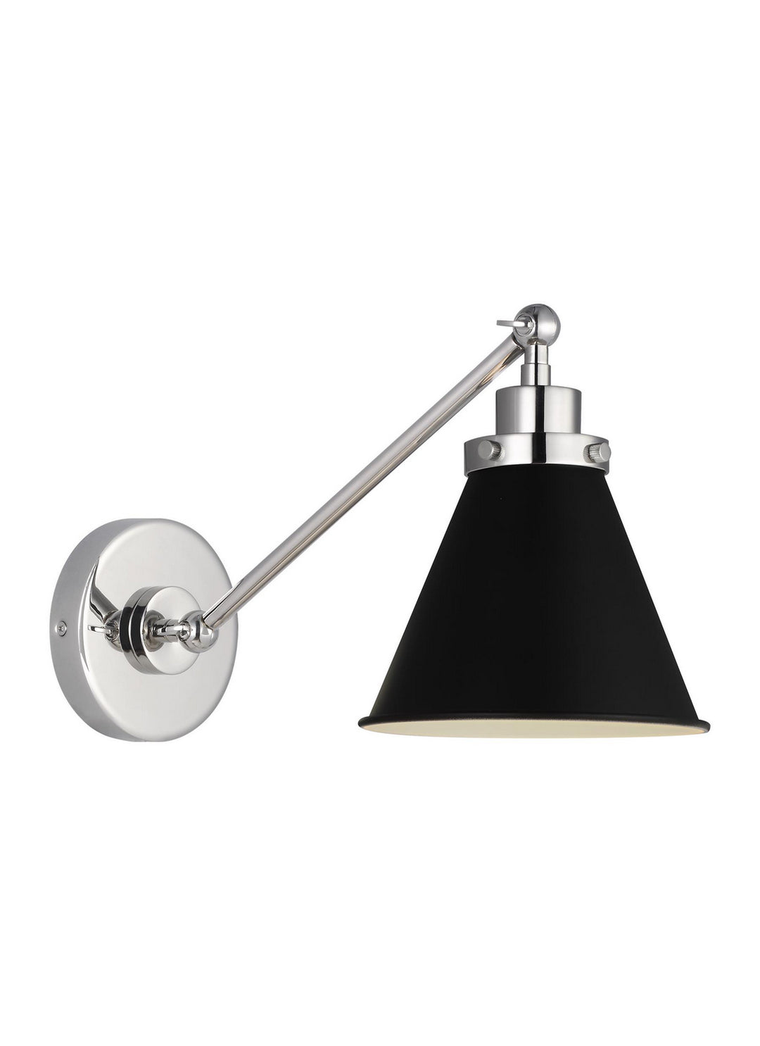 Wellfleet One Light Wall Sconce in Midnight Black and Polished Nickel - available from The Lighting Shoppe, trusted by Canadian homeowners