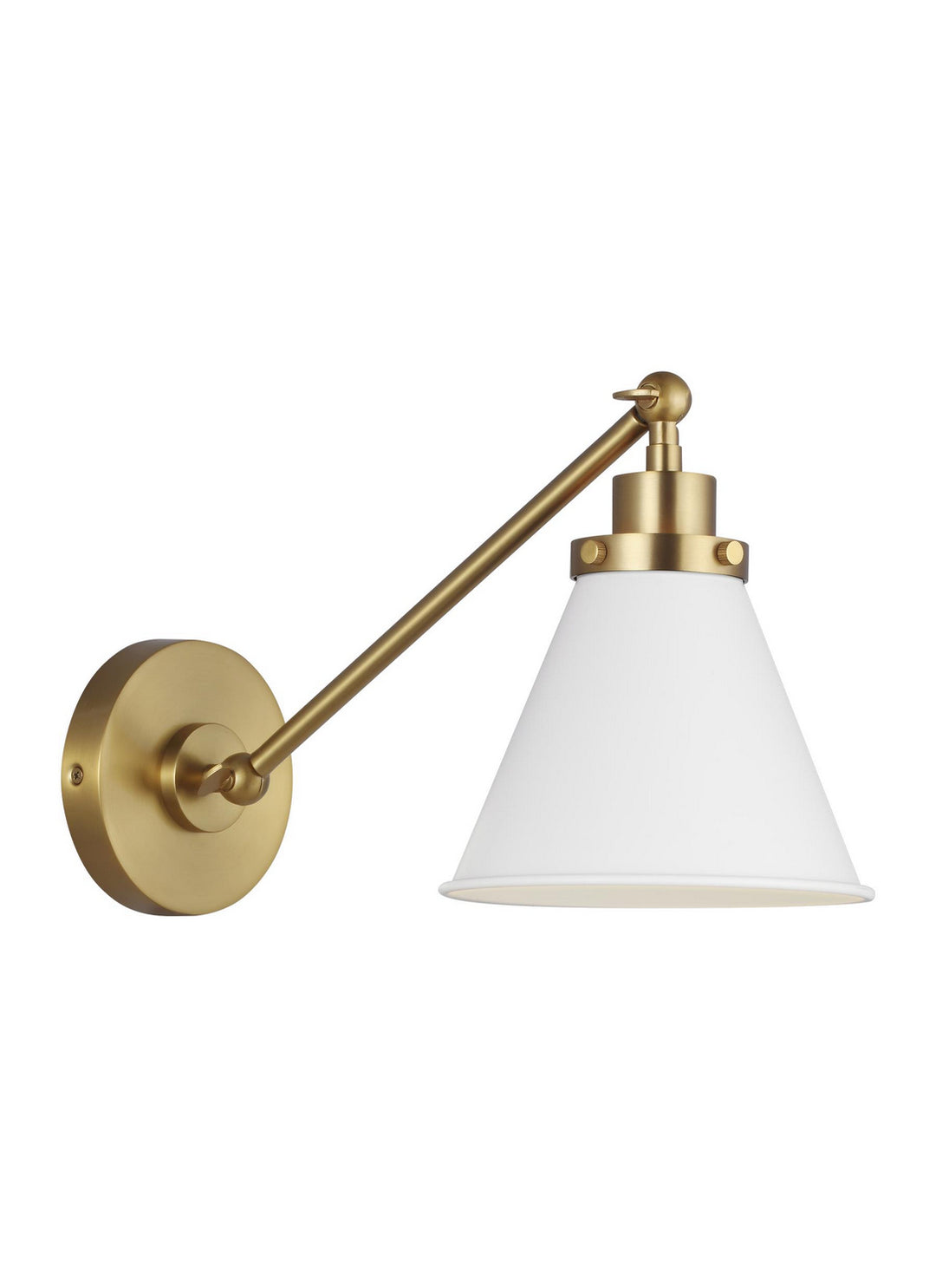 Wellfleet One Light Wall Sconce in Matte White and Burnished Brass - available from The Lighting Shoppe, trusted by Canadian homeowners