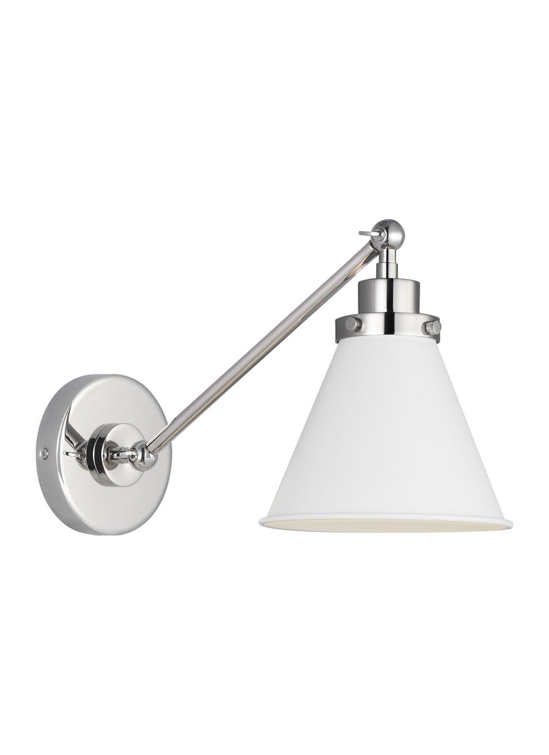 Wellfleet One Light Wall Sconce in Matte White and Polished Nickel - available from The Lighting Shoppe, trusted by Canadian homeowners
