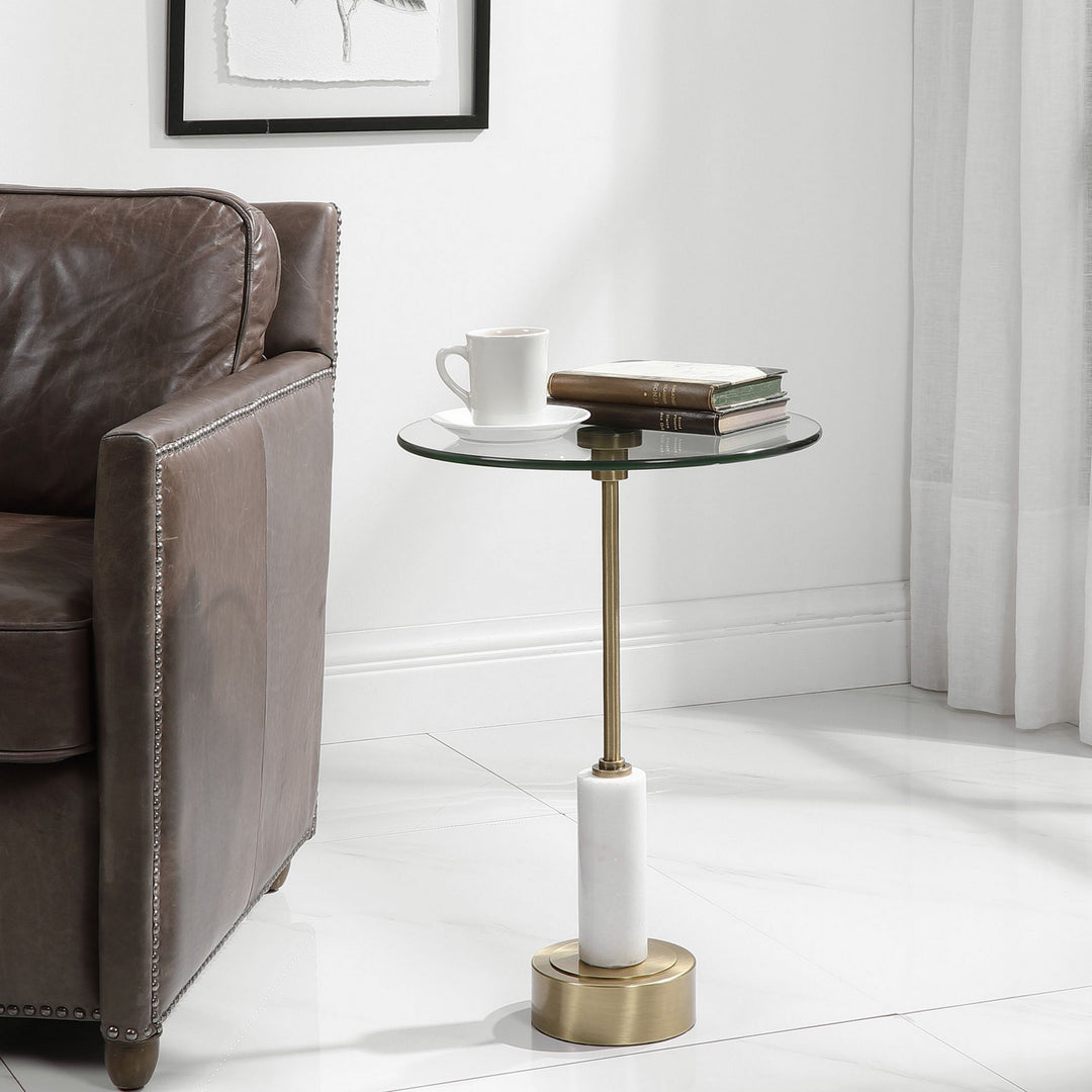 Portsmouth Accent Table in Brushed Brass - available from The Lighting Shoppe, trusted by Canadian homeowners