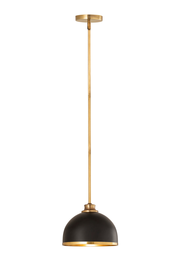 Landry One Light Pendant in Matte Black + Rubbed Brass - available from The Lighting Shoppe, trusted by Canadian homeowners