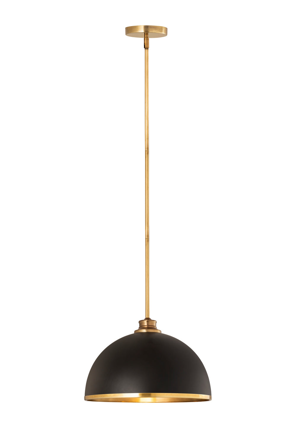 Landry One Light Pendant in Matte Black + Rubbed Brass - available from The Lighting Shoppe, trusted by Canadian homeowners