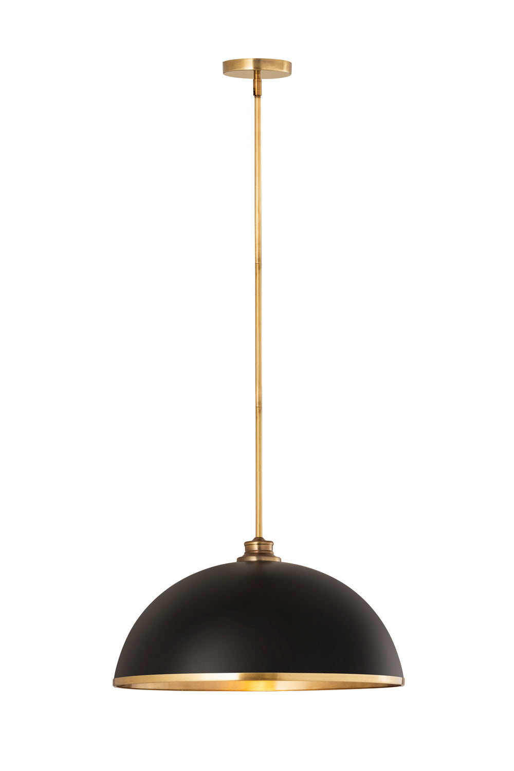 Landry One Light Pendant in Matte Black + Rubbed Brass - available from The Lighting Shoppe, trusted by Canadian homeowners