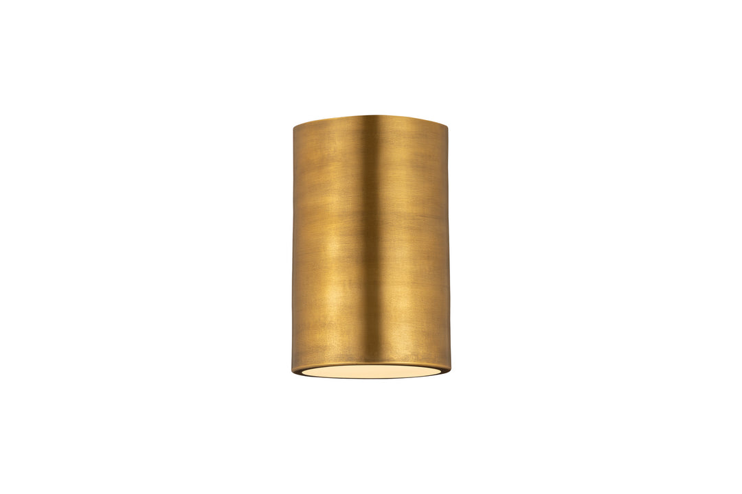 Harley One Light Flush Mount in Rubbed Brass - available from The Lighting Shoppe, trusted by Canadian homeowners