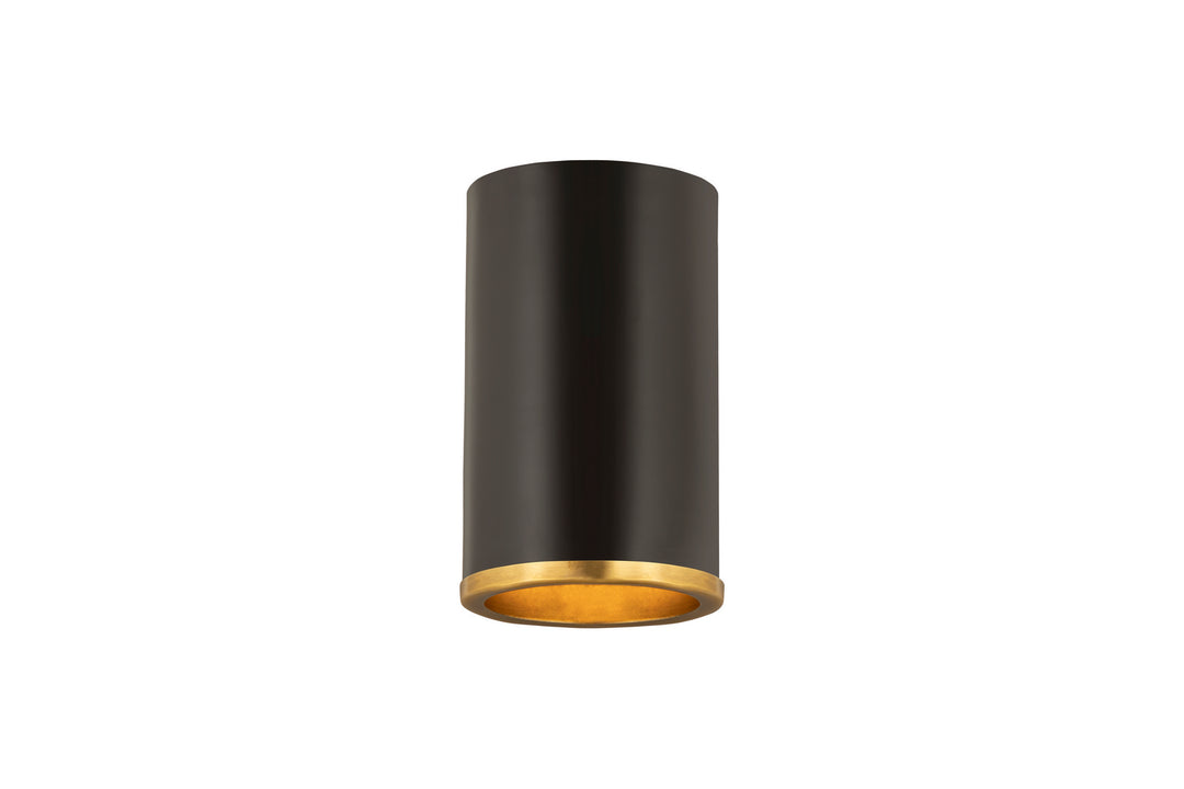 Arlo One Light Flush Mount in Matte Black + Rubbed Brass - available from The Lighting Shoppe, trusted by Canadian homeowners