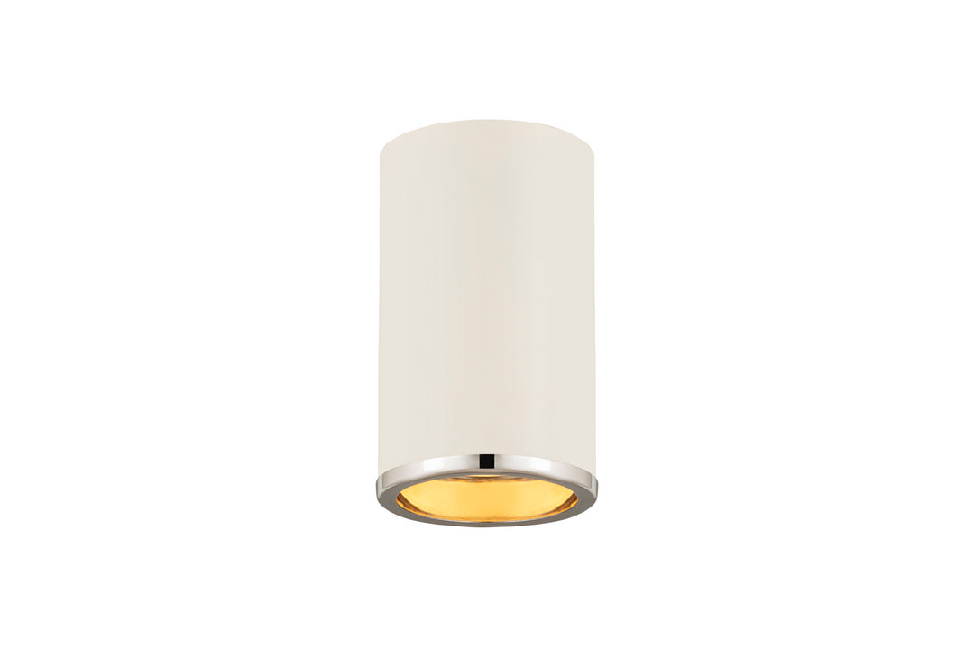 Arlo One Light Flush Mount in Matte White + Chrome - available from The Lighting Shoppe, trusted by Canadian homeowners