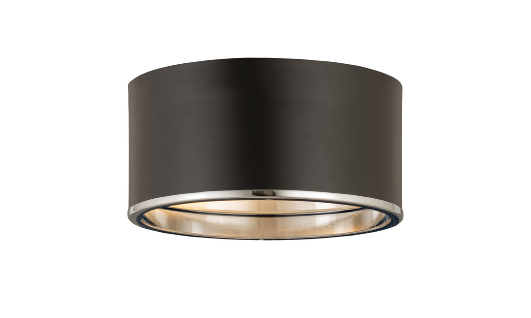 Arlo Two Light Flush Mount in Matte Black + Chrome - available from The Lighting Shoppe, trusted by Canadian homeowners