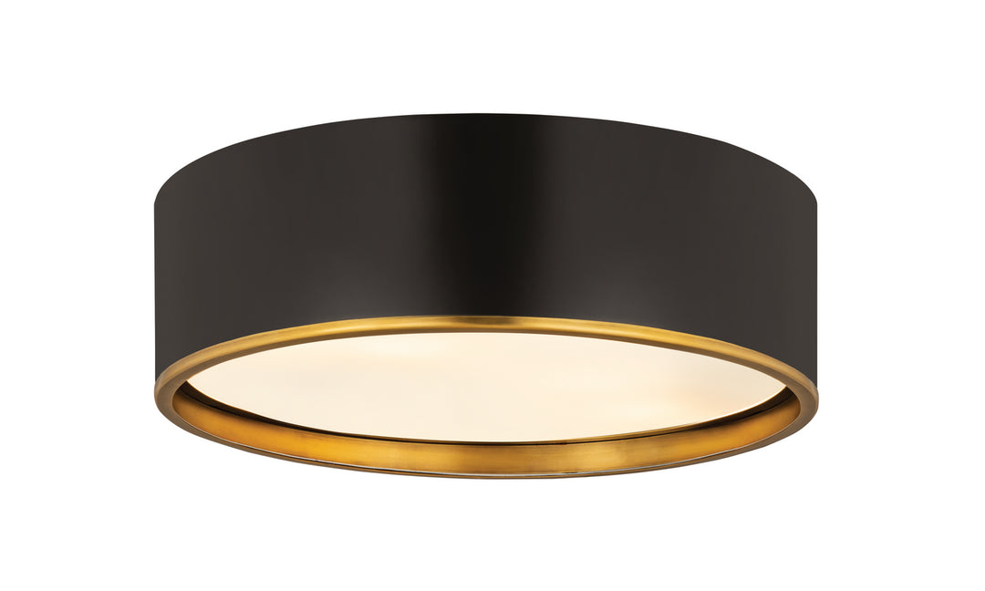 Arlo Four Light Flush Mount in Matte Black + Rubbed Brass - available from The Lighting Shoppe, trusted by Canadian homeowners