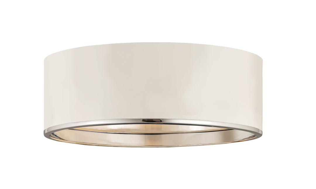 Arlo Four Light Flush Mount in Matte White + Chrome - available from The Lighting Shoppe, trusted by Canadian homeowners