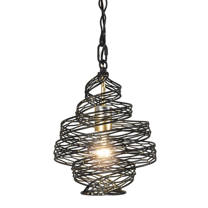 Flow One Light Mini Pendant in Matte Black/French Gold - available from The Lighting Shoppe, trusted by Canadian homeowners