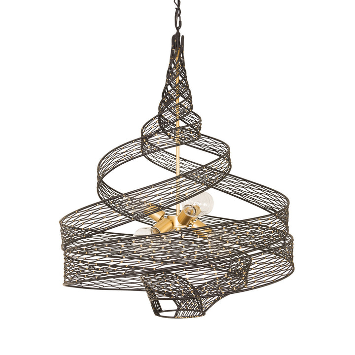 Flow Six Light Pendant in Matte Black/French Gold - available from The Lighting Shoppe, trusted by Canadian homeowners
