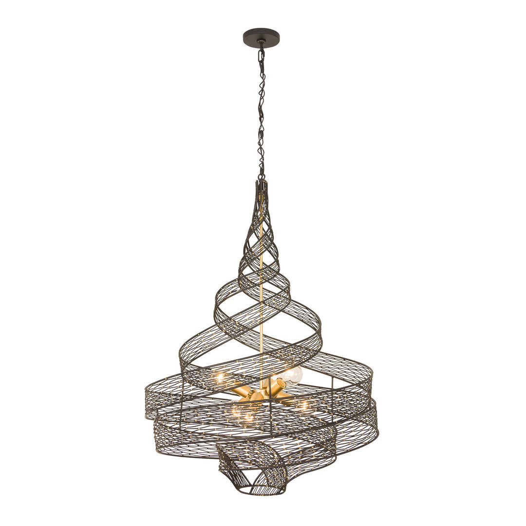Flow Six Light Pendant in Matte Black/French Gold - available from The Lighting Shoppe, trusted by Canadian homeowners