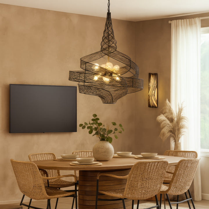 Varaluz - 240P08MBFG - Eight Light Pendant - Flow - Matte Black/French Gold