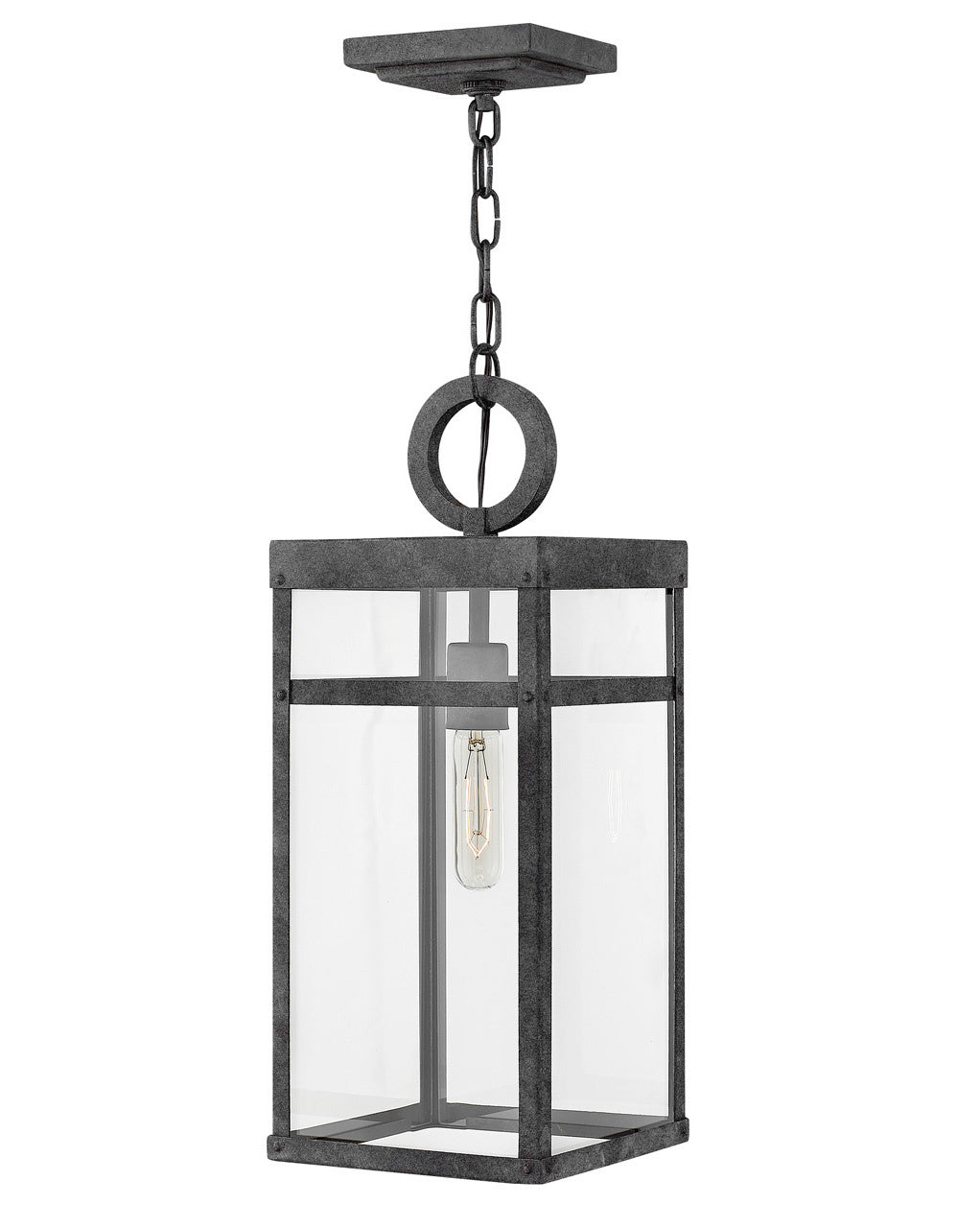 Porter LED Hanging Lantern in Aged Zinc - available from The Lighting Shoppe, trusted by Canadian homeowners