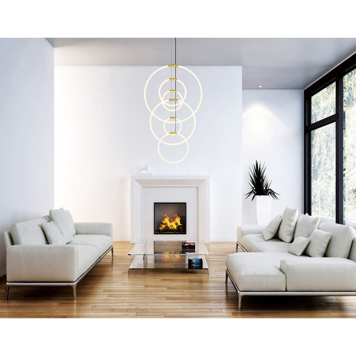 CWI Lighting Canada - 1273P35-6-602-R - LED Chandelier - Hoops - Satin Gold