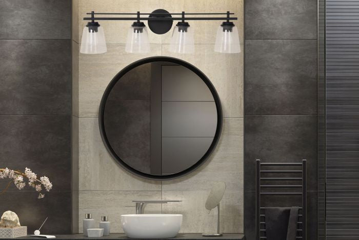 Drake Four Light Vanity in Flat Black - available from The Lighting Shoppe, trusted by Canadian homeowners