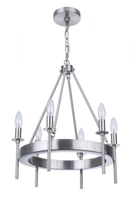 Larrson Six Light Chandelier in Brushed Polished Nickel - available from The Lighting Shoppe, trusted by Canadian homeowners