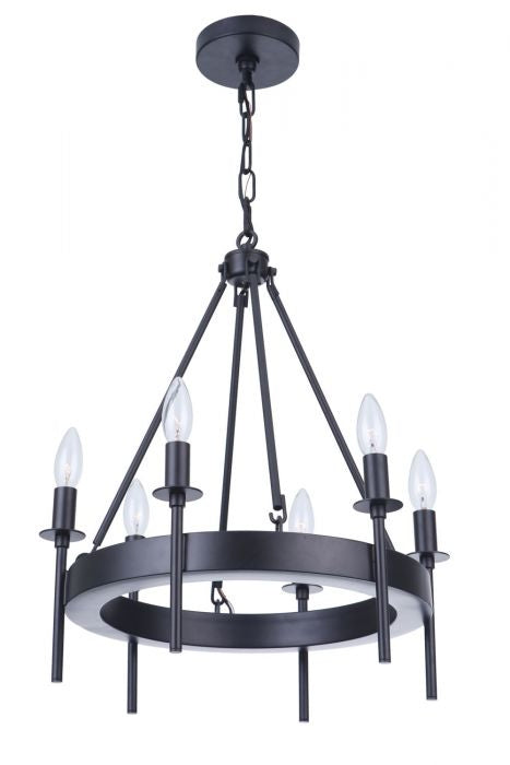 Larrson Six Light Chandelier in Flat Black - available from The Lighting Shoppe, trusted by Canadian homeowners