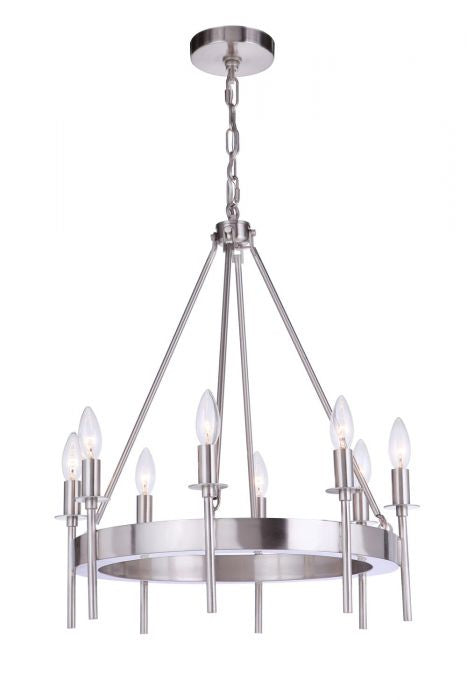 Larrson Eight Light Chandelier in Brushed Polished Nickel - available from The Lighting Shoppe, trusted by Canadian homeowners
