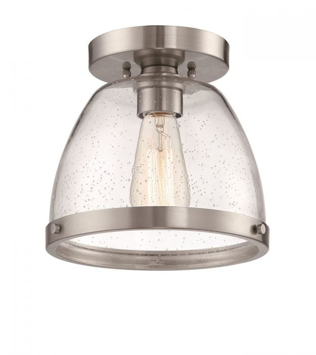 Lodie One Light Flushmount in Brushed Polished Nickel - available from The Lighting Shoppe, trusted by Canadian homeowners