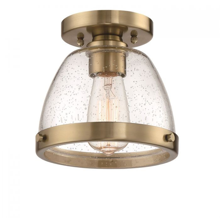 Lodie One Light Flushmount in Satin Brass - available from The Lighting Shoppe, trusted by Canadian homeowners