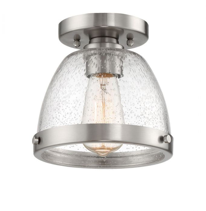Lodie One Light Flushmount in Brushed Polished Nickel - available from The Lighting Shoppe, trusted by Canadian homeowners