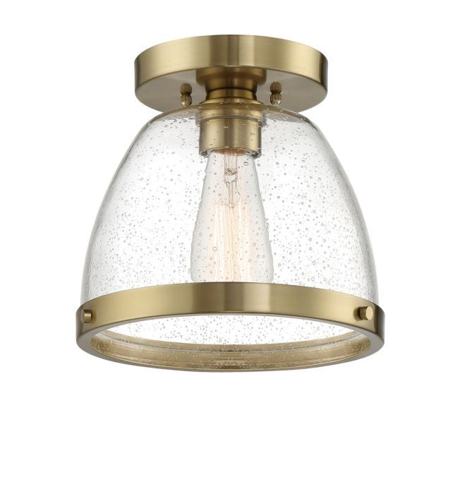 Lodie One Light Flushmount in Satin Brass - available from The Lighting Shoppe, trusted by Canadian homeowners