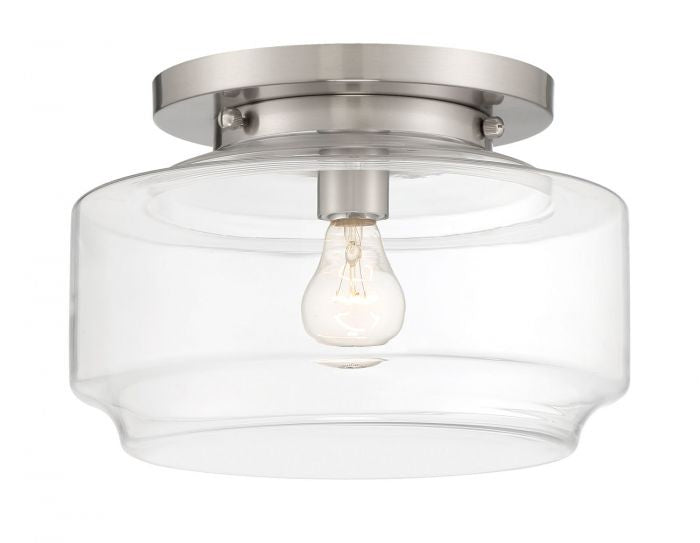 Peri One Light Flushmount in Brushed Polished Nickel - available from The Lighting Shoppe, trusted by Canadian homeowners