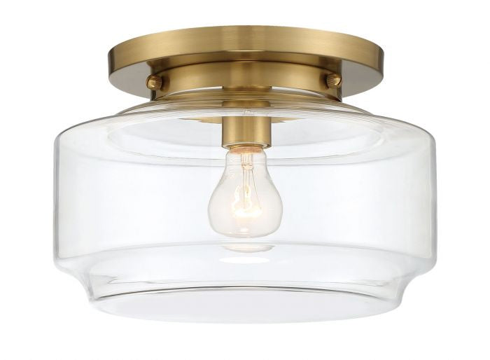 Peri One Light Flushmount in Satin Brass - available from The Lighting Shoppe, trusted by Canadian homeowners