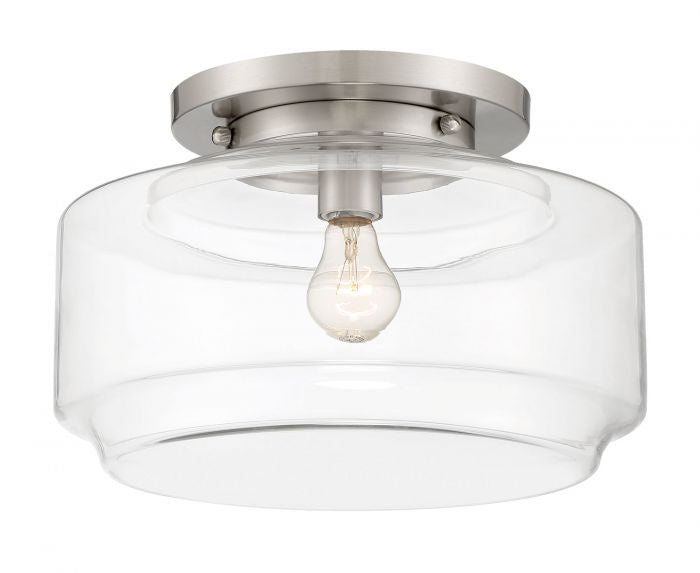 Peri One Light Flushmount in Brushed Polished Nickel - available from The Lighting Shoppe, trusted by Canadian homeowners