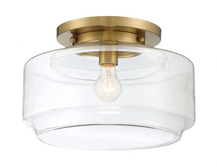 Peri One Light Flushmount in Satin Brass - available from The Lighting Shoppe, trusted by Canadian homeowners