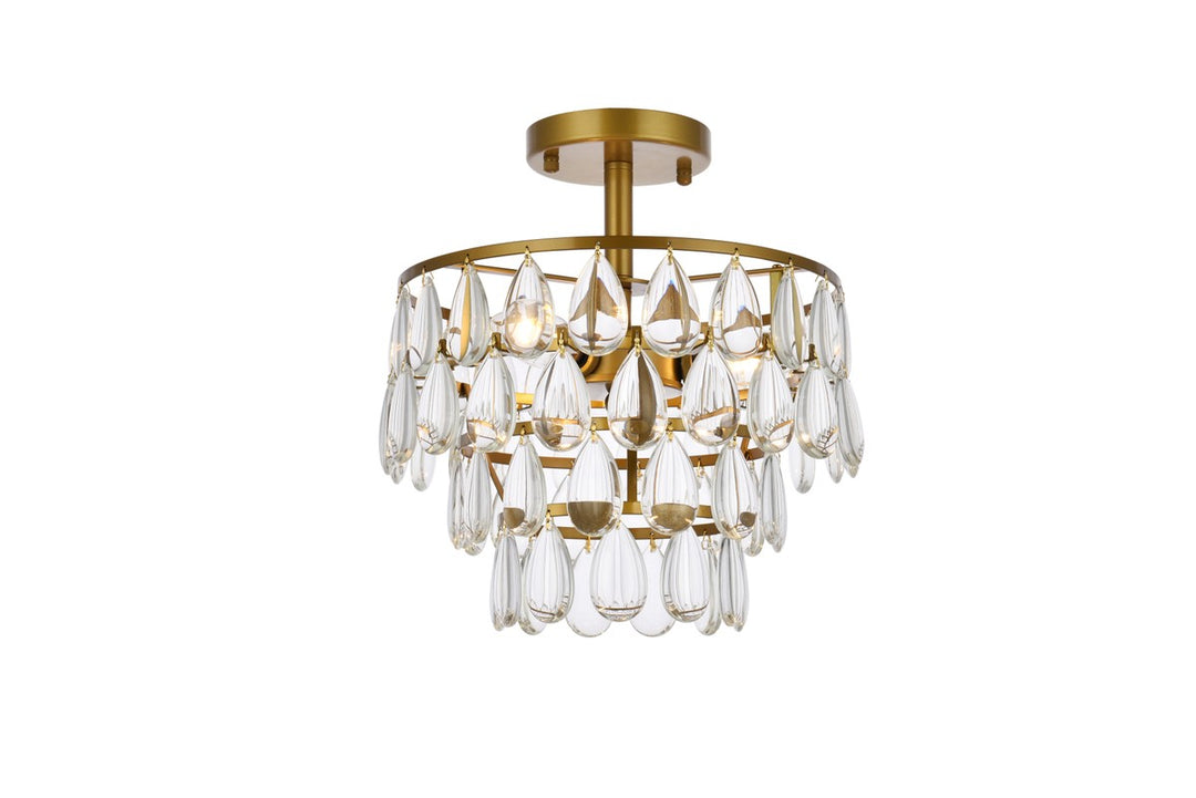 Mila Three Light Flush Mount in Brass - available from The Lighting Shoppe, trusted by Canadian homeowners