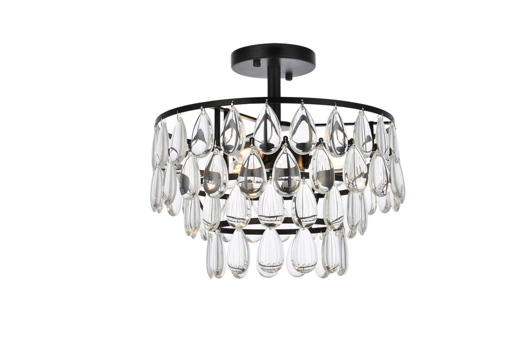 Mila Three Light Flush Mount in Black - available from The Lighting Shoppe, trusted by Canadian homeowners
