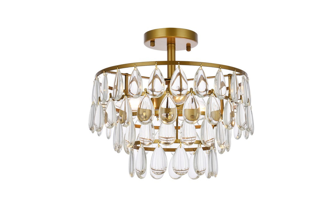 Mila Three Light Flush Mount in Brass - available from The Lighting Shoppe, trusted by Canadian homeowners