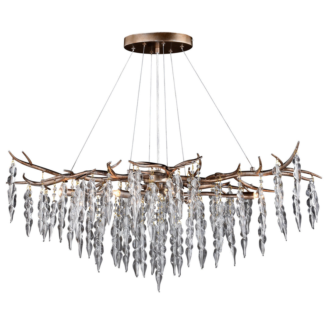 Rainier Six Light Linear Chandelier in Silver Mist