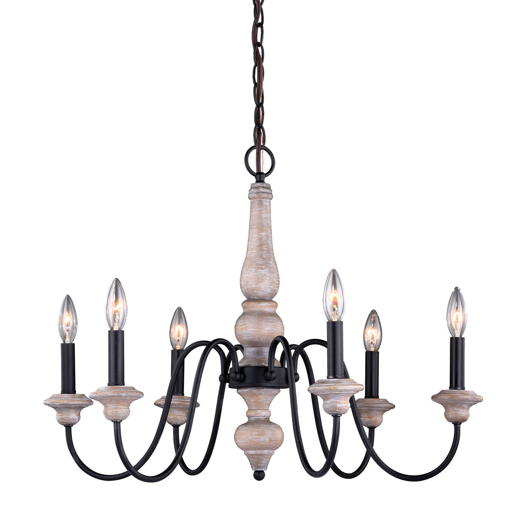 Georgetown Six Light Chandelier in Vintage Ash and Oil Burnished Bronze