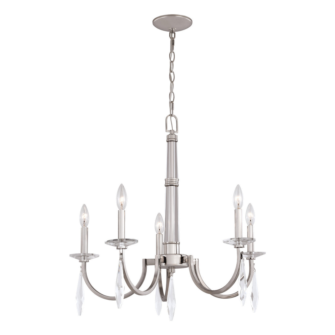 Hoyne Five Light Chandelier in Polished Nickel