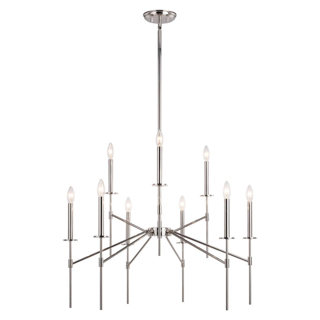 Kedzie Nine Light Chandelier in Polished Nickel