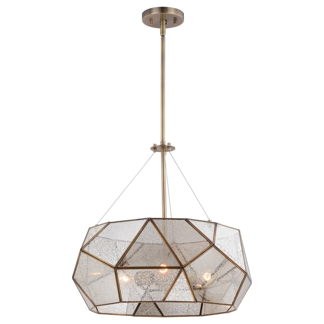 Euclid Three Light Pendant in Aged Brass