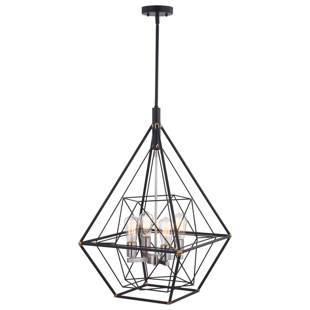 Bartlett Four Light Pendant in Oil Rubbed Bronze and Satin Nickel