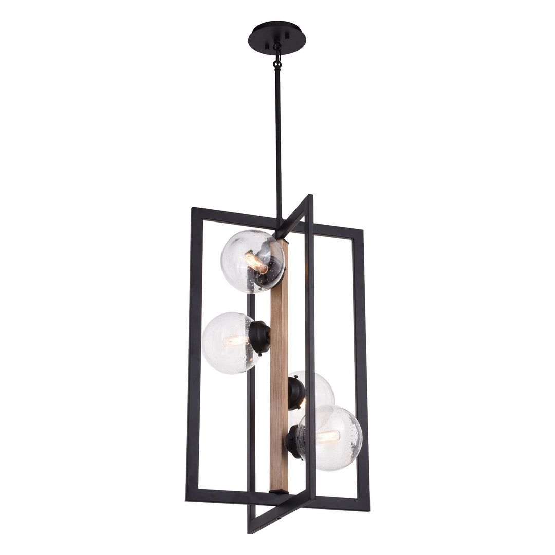 Bridgeview Four Light Pendant in Oil Rubbed Bronze and Light Walnut