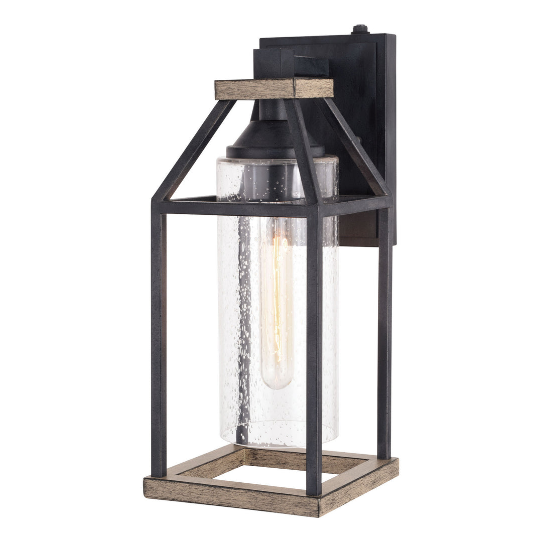 Napier One Light Outdoor Wall Mount in Forged Black and Rustic Elm