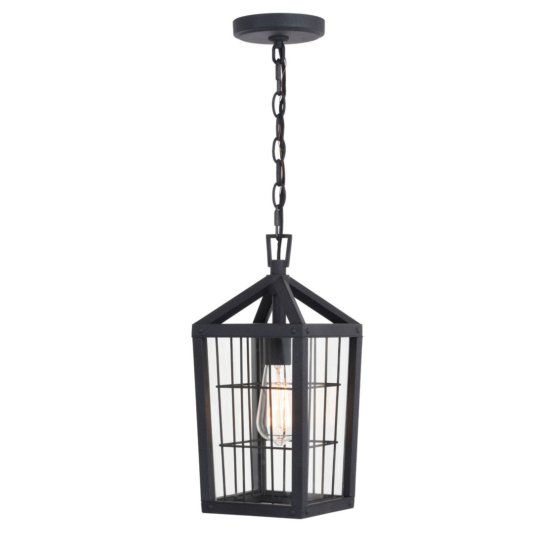 Gage One Light Outdoor Pendant in Volcanic Black