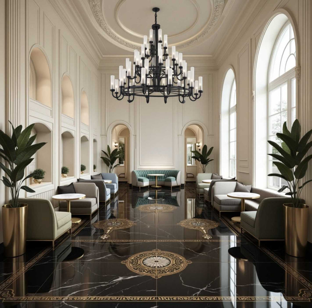 Fusion 48 Light Chandelier in Matte Black Justice Designs