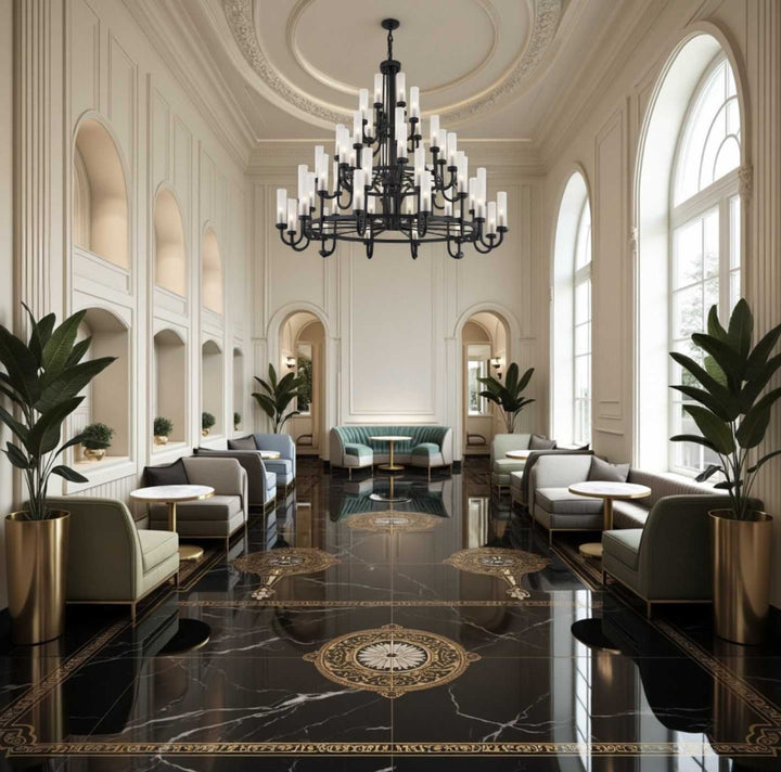 Fusion 48 Light Chandelier in Matte Black Justice Designs