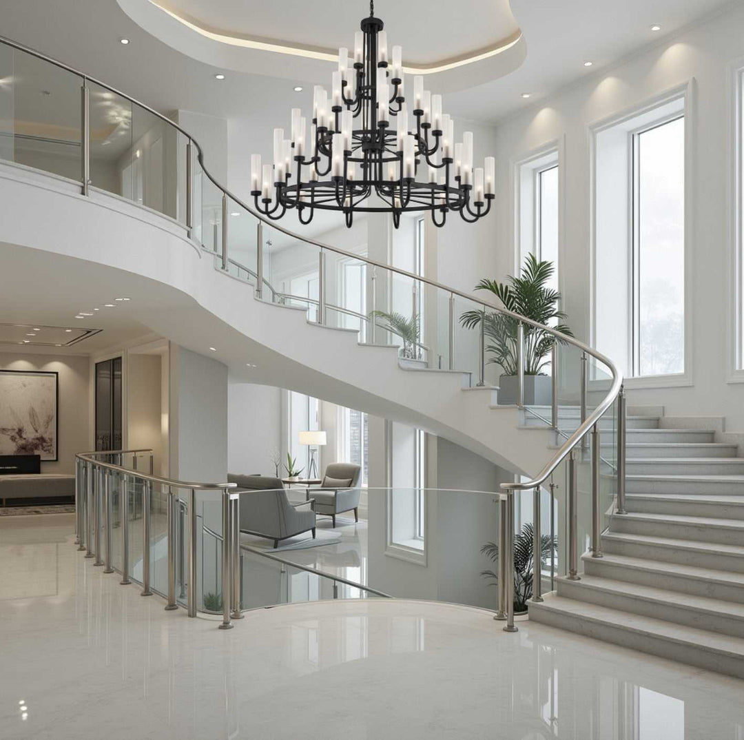 Fusion 48 Light Chandelier in Matte Black Justice Designs