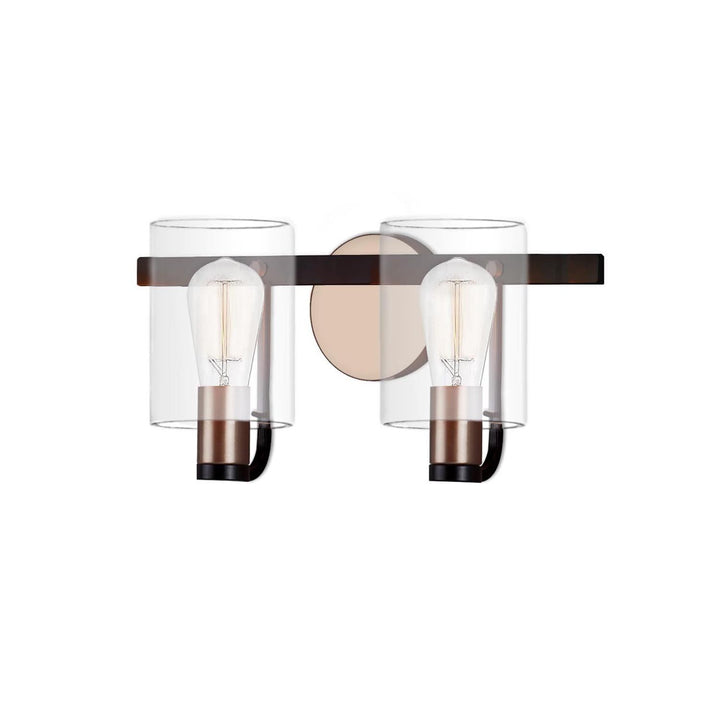 Justice Designs - FSN-8082-CLER-MBBR - Two Light Bath Bar - Fusion - Matte Black w/ Brass