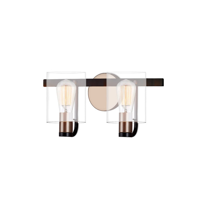 Justice Designs - FSN-8082-CLER-MBBR - Two Light Bath Bar - Fusion - Matte Black w/ Brass