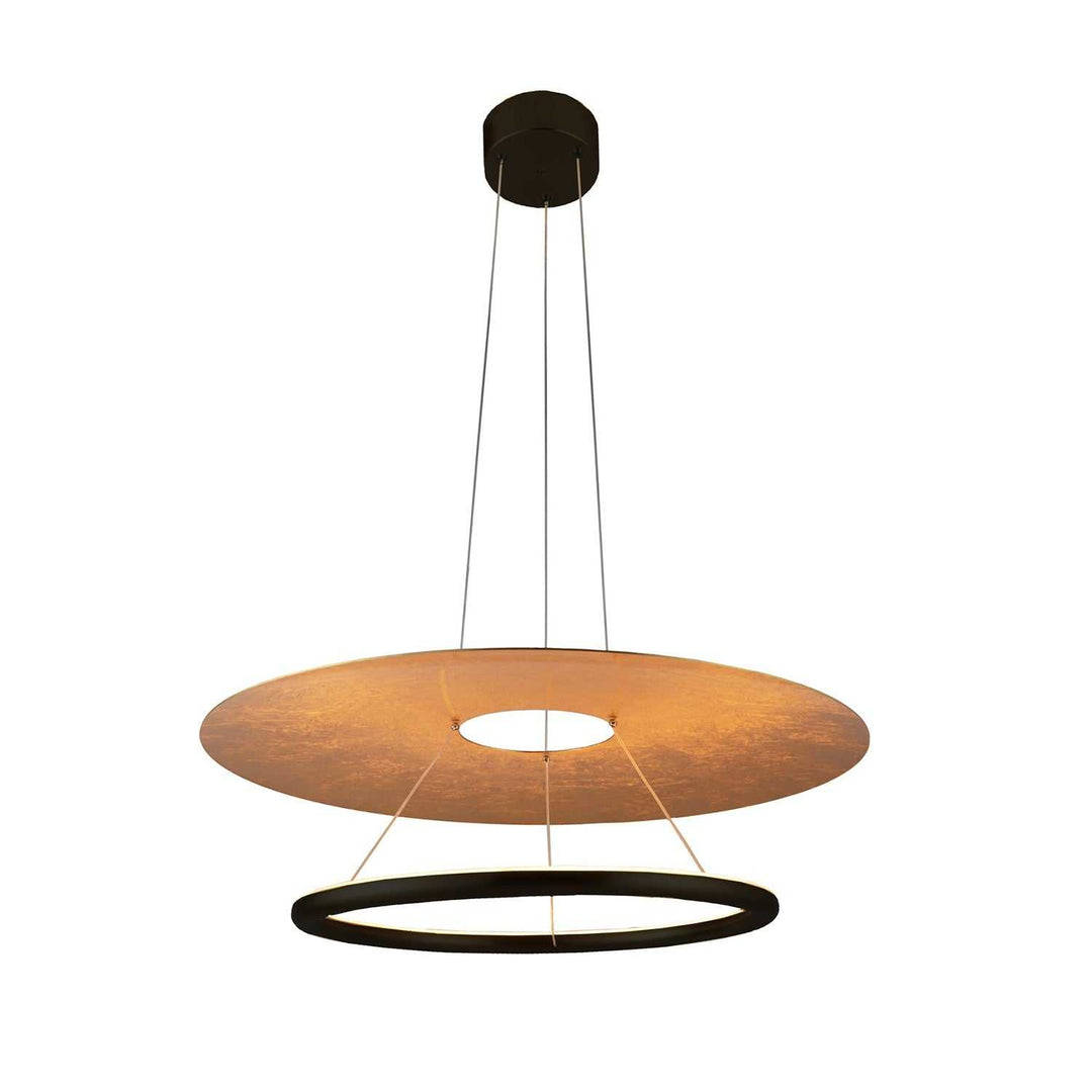 Helios LED Pendant in Matte Black & Gold Leaf Justice Designs