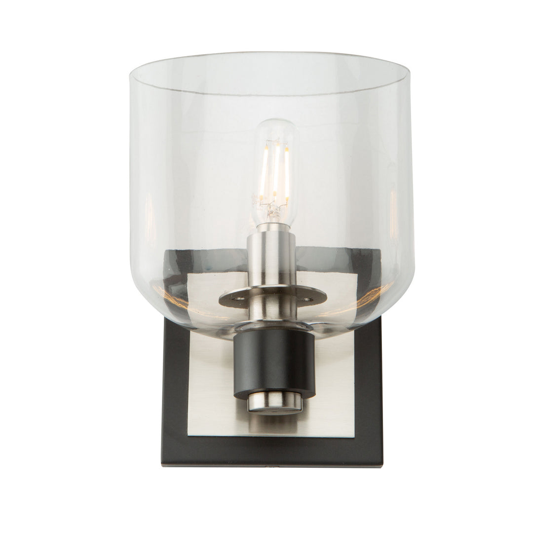 Lyndon One Light Vanity in Black and Brushed Nickel - available from The Lighting Shoppe, trusted by Canadian homeowners